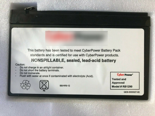 Bateria De Reemplazo Cyberpower (rb1290) 12v/9ah