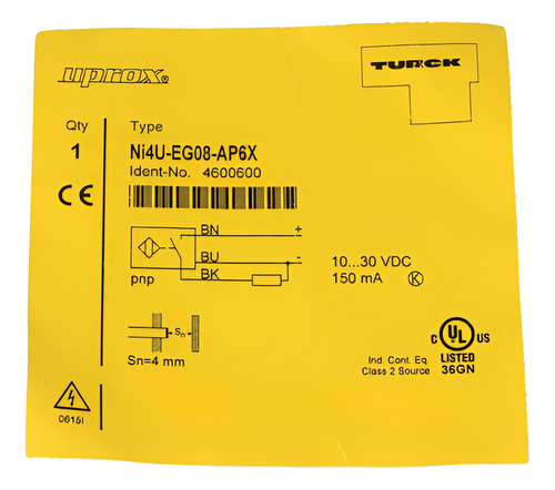 Turck 4600600 Sensor Inductivo Ni4u-eg08-ap6x Cable 2m 4mm