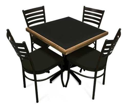 Juego de comedor Itluam Muebles Itluam Muebles COMEDOR ESTÁNDAR ITALIA EMBOQUILLADO COMEMB color negro con 4 sillas mesa de 75cm de largo máximo x 75cm de ancho x 72cm de alto