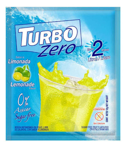 10 Sobres Jugo Refresco En Polvo Turbo Zero Azúcar Limonada