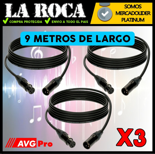 Imagen 5 de 10 de 3 Cable Xlr Dmx Canon Para Microfono Canon 9 Metros La Roca