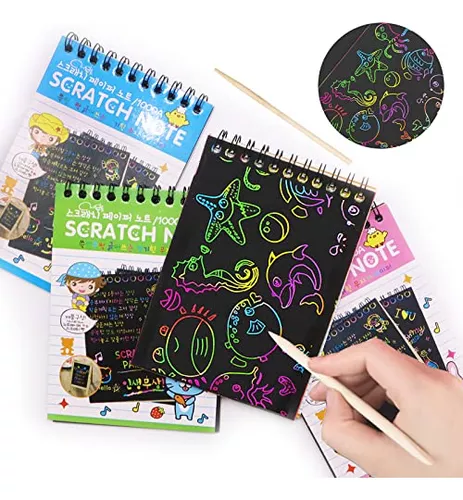  OJYUDD 32 Pack Scratch Arts and Crafts Notebooks