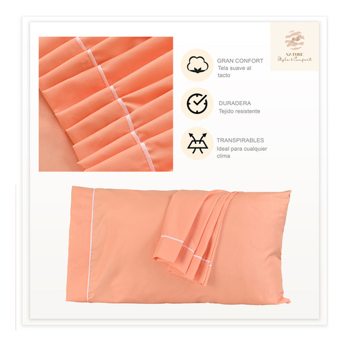 Sábanas King Size 2800 Hilos Extra Suave Premium Lisa Nature Peach Fuzz Liso