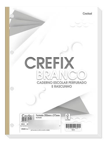 Caderno Escolar Perfumado Univ. 96 Fls Branca Crefix Credeal