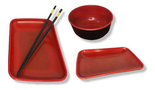 Set Sushi X 4 Piezas Bowl Plato Palitos Chinos