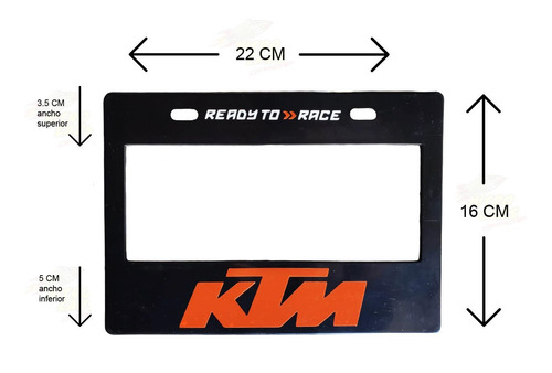 Set 1 Portaplacas Moto Universal Ktm + 2 Tapones Aire Negro