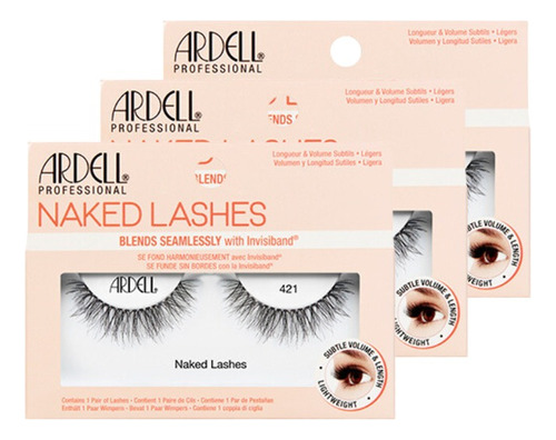 Ardell - Pack X3 Naked Lashes 421 - Pestañas Postizas