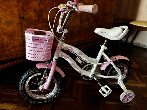 Bicicleta Rodado 12 - Rosa Con Rueditas Y Canasto