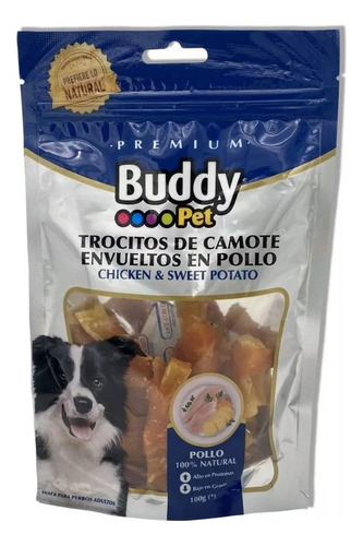 3 X Buddy Pet Snack Trocitos De Camote Con Pollo