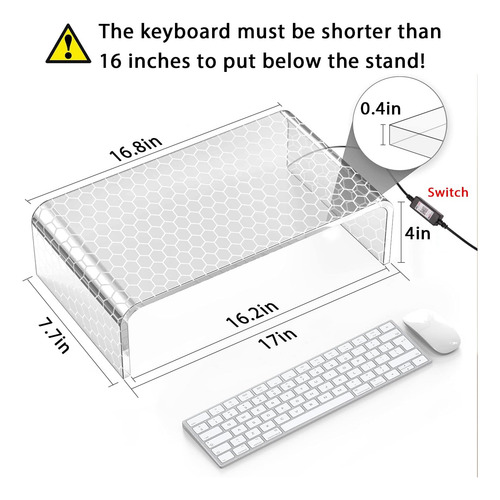 Soporte De Acrílico Para Monitor De Computadora, Soporte Par