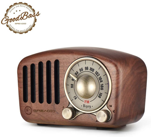 Altavoz Retro Con Bluetooth, Radio Fm De Madera - Greadio 