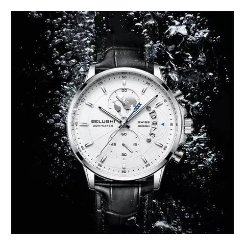 Reloj De Cuarzo Belushi Para Hombre, De Piel, Luminoso, Resi