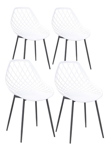 Set De 4 Silla De Comedor Minimalista Patas Metales Gris