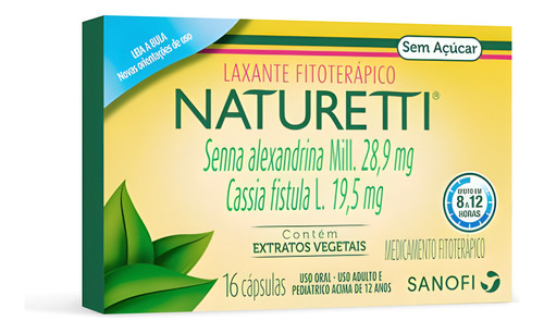 Naturetti 16 Cápsulas - Laxante Fitoterápico Sabor Neutro