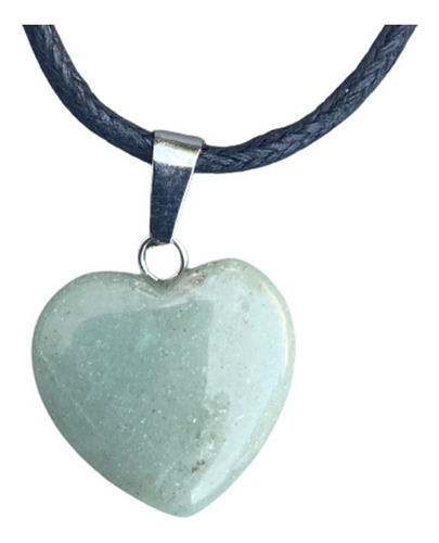 Dije Corazón Aventurina Verde Natural Collar Nudo Corredizo 