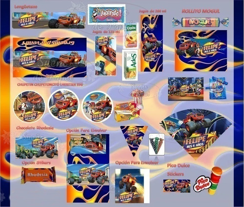 Kit Imprimible Blaze And The Monster Machine Candy Editable