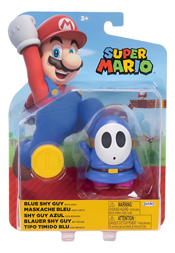 Mario Jakks 4 Pulgadas Shy Guy Azul Con Moneda Raro