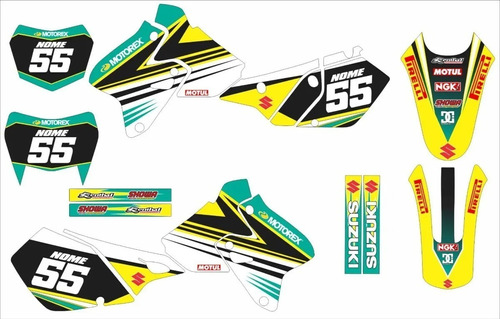 Kit Adesivo Moto Cross Trilha Para Suzuki Drz 400 19698 Cor VERDE AGUA/AMARELO