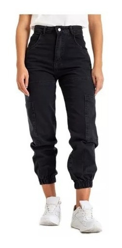 Pantalón Jean Jogger Mujer Cargo Estilo Rígido Talles Grande