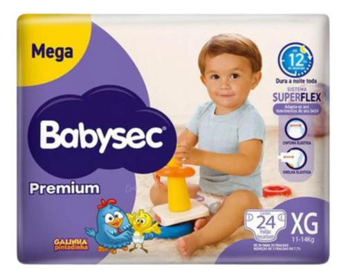 Fralda Infantil Babysec Galinha Pintadinha Premium Xg C/24