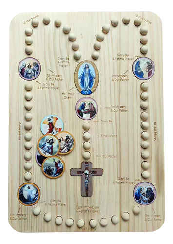 Tarjeta De Madera Con Forma De Rosario Y Misericordia