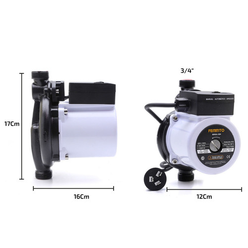Bomba Presurizadora Agua Presion Femmto Bp60l-12m 12 Metros 4 Baños Elevadora Negro