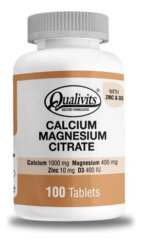 Calcio Magnesio Zinc Vitamina D3 L Carnitina 60cap Qualivits Sabor Sin Sabor