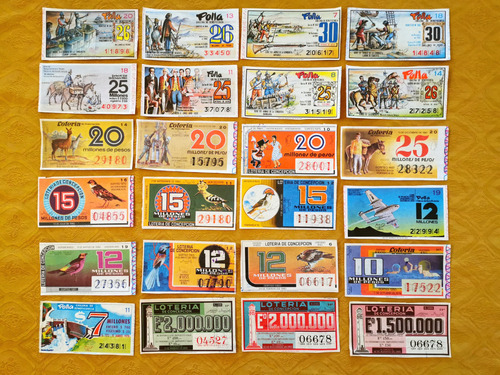 D / 24 Boletos De Lotería Y Polla De Beneficencia 1969~1982