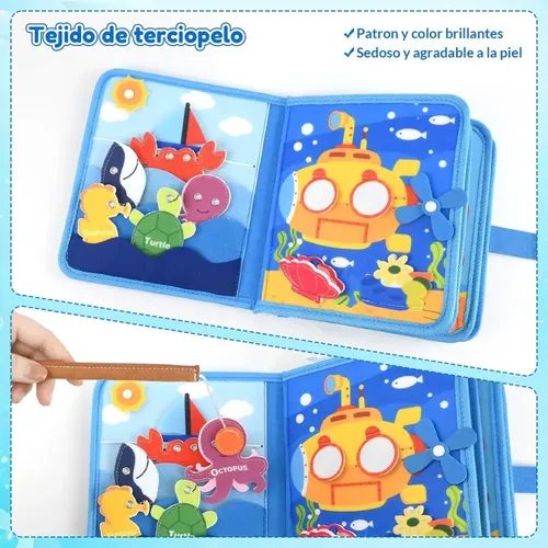 Pack 2 Libros Montessori 1 Año – Busy Book De Fieltro + Actividades Reutilizables, Juguete Sensorial Para Viajes