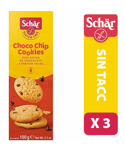 Galletitas Choco Chips Cookies Sin Tacc Marca Schär X 3