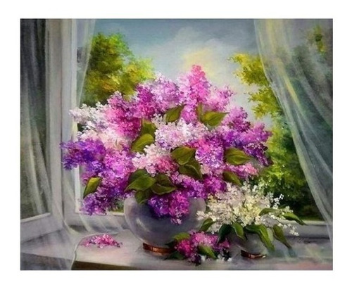 Pintura X Números Arreglo Floral Lila 50x40 Pinta Tu Cuadro