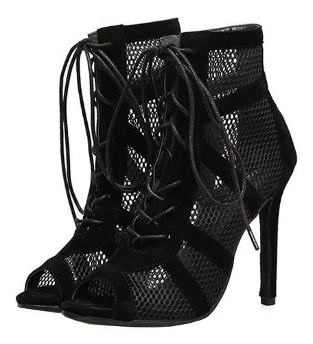 Botas Para Mujer Punta Abierta Boca De Pez Tacones Altos