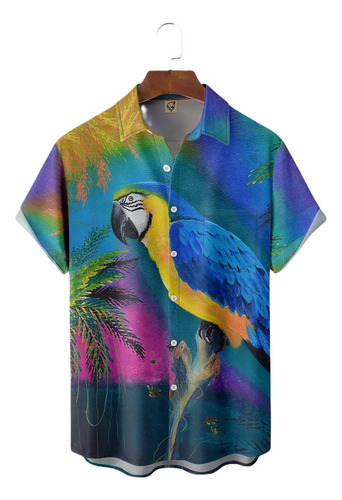 K Camisa Hawaiana Unisex Con Pintura Al Óleo Loro, Camisa D