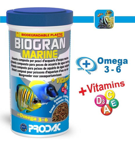 Alimento Peces Marinos Biogran Marine 250ml/100g 