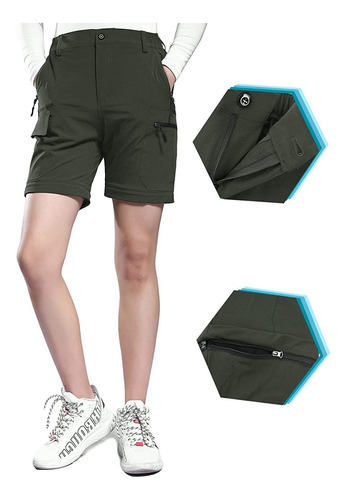 Hiauspor Pantalones De Senderismo Convertibles Para Mujer, C