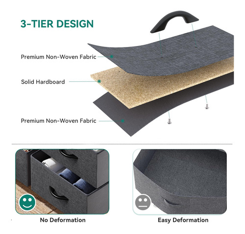 Cómoda De Tela Para Dormitorio Con 8 Cajones