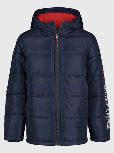 Parka Puffer Con Logo Azul Tommy Hilfiger