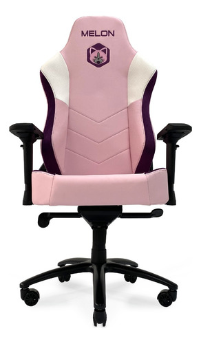 Silla de escritorio Melon Miki flag gamer ergonómica  rosa y violeta y blanco con tapizado de tela y cuero sintético