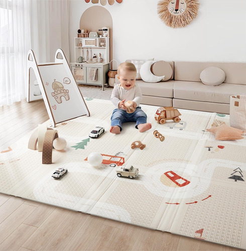 Alfombra De Juego Plegable Para Bebé Tapete Reversible 120 C