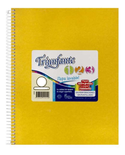 Cuaderno Espiralado 100 Hjs Triunfante T/dura Vinilico 21x27 Color Amarillo