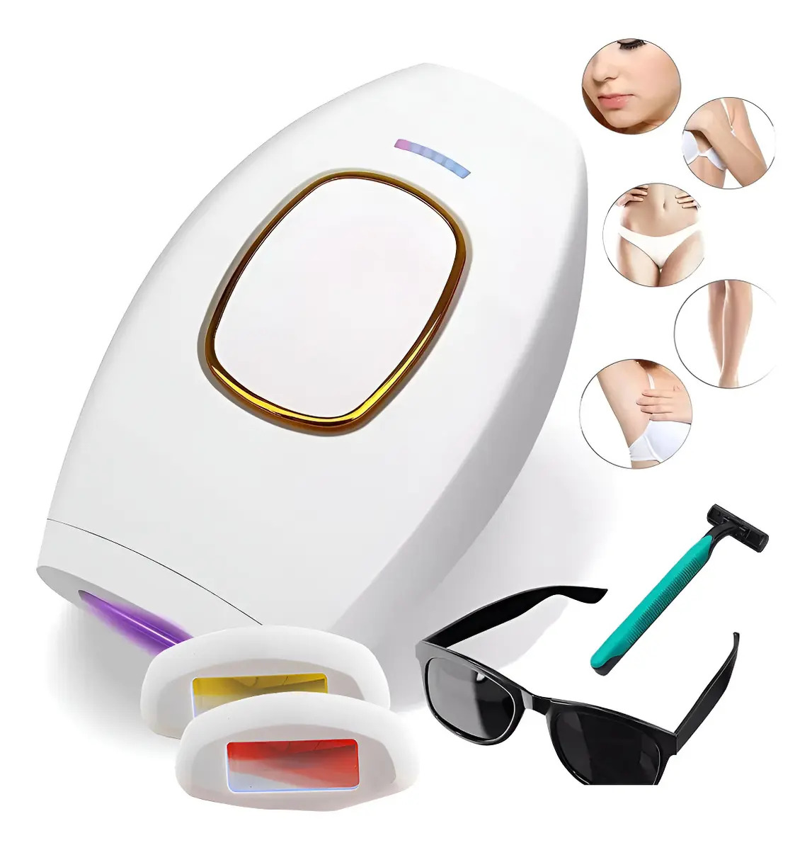 Depiladora IPL Láser Marca Awesome Boutiques 999999 Pulsos 5 Niveles Blanco