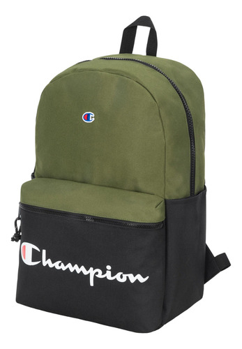 Mochila Champion Forever Champ The Manuscript 45x29x16cm 22l 100% Poliéster Color Negro/verde Oliva Diseño De La Tela Estampado