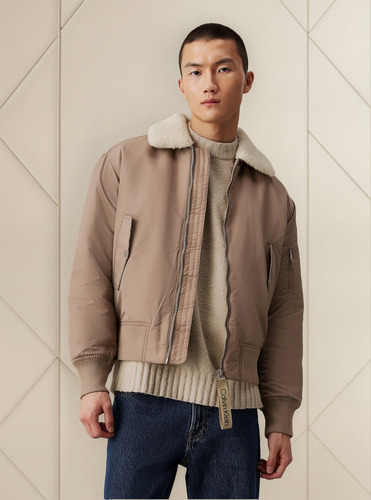 Chaqueta Aviator Sherpa Beige Calvin Klein