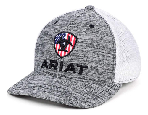 Ariat Rwb Shield Logo Flexfit110 Gorra Snapback Gris Jaspea.