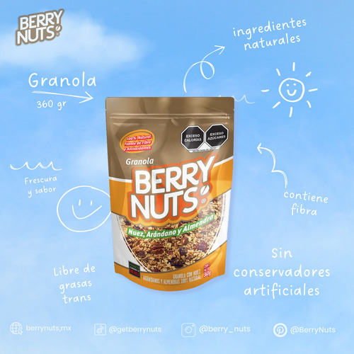 2 Pack Granola Arándano Y Almendra Berry Nuts 360g