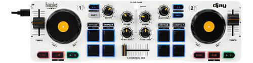 Controlador Hercules Djcontrol Mix, Android / Ios Compatible Color Blanco