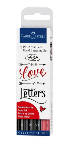 Set X 4 Pitt Artist Pen Hand Lettering Faber Castell Love