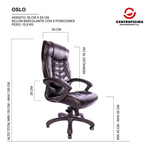 Imagen 5 de 10 de Sillon Ejecutivo Oficina Escritorio Premium Modelo Oslo