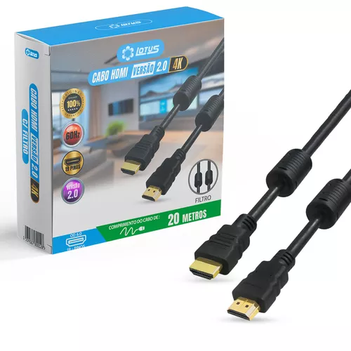 Cabo HDMI 2.0 4K UHD 3D Blindado c/Filtro 1,8m - PCSHOP Informática