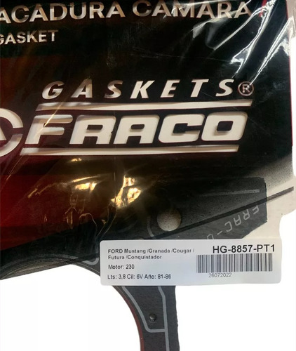 Empacadura De Camara Ford Mustang Granada Cougar 230 81/86